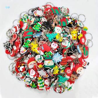 25pcs Christmas Keychain Set - Santa Claus, Trees, Deer, Snowman Charms, Perfect Holiday Gift Accessories For Bags And Wallets
