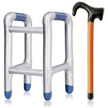 2Pcs Inflatable Walker And CaneFunny Old Age Costume Accessories Fake Cane Blow Up Toy Cane Prop For Halloween Christmas Retirement Party Decorations - màu nâu - Xem 2