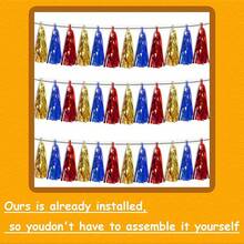 3P Metallic Fringe Tassel Banner Garland Foil Tinsel Streamer Wall Hanging Curtain Backdrop Banner For Parade Floats, Graduation Decorations, Father's Day Party Decoration(Silver)Halloween Christmas New Year - 金色 藍色 紅色 - 查看 3