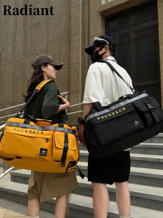 1pc Unisex Travel Backpack - Multifunctional Large Capacity Gym Bag With Wet/Dry Compartment, Hidden Shoulder Strap & Pull Handle | Youth-Oriented Fashion Luggage In Black/Yellow/Grey/Lake Blue | Modern Sports Style For Short Trips & Urban Adventures Bag For School School Accessories School Stuff Travel Essentials Holiday Vacation Duffle Bag Luggage Suitcase Travel Bag For Women