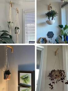 1个/2个植物吊架，室内植物壁挂式花盆，木质壁挂式植物挂钩，灯笼篮挂钩，植物架，风铃，装饰品 - 原色 - 查看 5