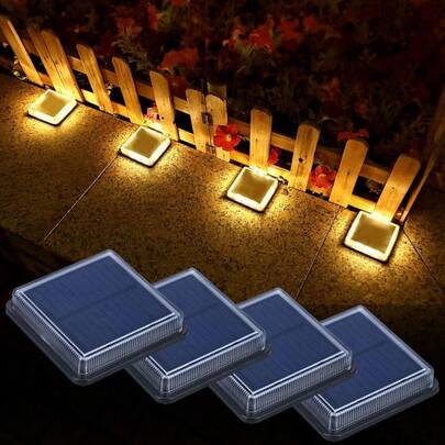 Step LightsLacasa 4 Pack Luces Solares Jardin Lámpara Solar Exterior IP68 Impermeable Auto ON/OFF Luz Solar del Piso para Step Garaje Camino Patio Deck Entrada Vía Calle Valla Blanco Cálido 3000KStep Lights