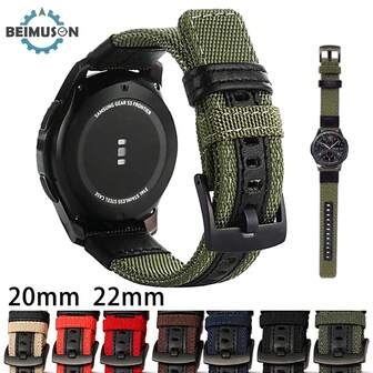 BEIMUSON Nylon Quick Release Watch Bands,Replacement Canvas Fabric Sport Strap,20/22mm Military Style Wristband For Men Women Watch Bracelet,Stainless Steel Black Buckle