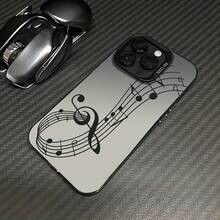 Funda de Teléfono IMD Electroplated de Dibujos Animados con Notas Musicales Negras a Rayas, Creativa y de Alta  - Adecuada para iPhone 16/15/14/13/12/11/X/XS/XR/7/8/Pro/Pro Max/Plus, Funda de Teléfono a Prueba de Golpes con Protección Completa/Funda de Teléfono Impresa/Funda de Teléfono UV/Nuevo Modelo de Funda Protectora, Regalo Perfecto para Ti y tus Amigos/Familia/Regalo de Vacaciones - Estilo 1 (1 pieza) - Ver 4