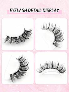 Asiteo 新款 7 对装蓬松浓密漫画风自然湿润感假睫毛，嫁接效果仿貂毛假睫毛，透明梗 Y2K 风格 3D 蓬松猫眼自然浓密睫毛嫁接化妆工具