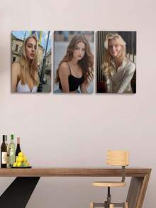 Three Customizable Canvas Prints With Your Photos Added, Perfect For Bathroom, Office, And Living Room Home Decor. Frameless/Framed Home Decor.,Home Decor Living Room - Multicolor - View 6