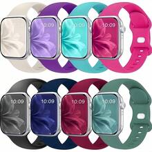 8条/套柔软硅胶运动表带,兼容 38mm/40mm/41mm/42mm/44mm/45mm/46mm/49mm,男女通用,防水,适用于 Ultra/Ultra 2、Series 10/9/8/7/6/5/4/3/2/1和SE - 多色2 - 查看 11