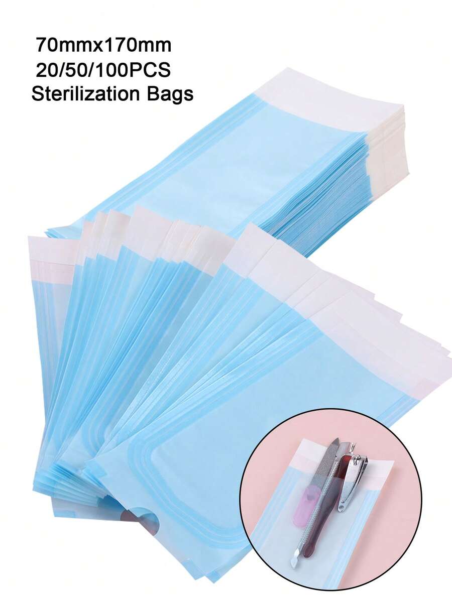 70x170mm Einweg-Sterilisationsbeutel 20//50/100 Stücke Nagelkunst Sterilisator Nägel Reinigung Sterilisationsbeutel Einweg-Maniküre-Nagelzubehör UV-Desinfektionswerkzeuge - Verschiedenfarbig - Übersicht 1