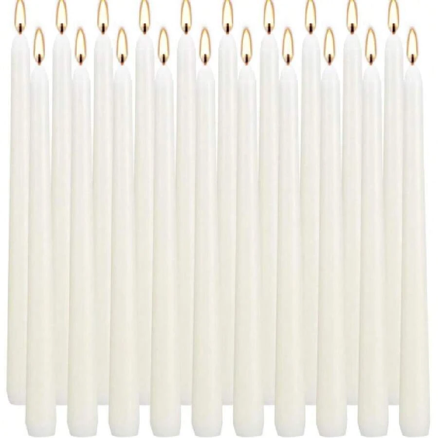 20 Ivory 10 Inch Unscented Smokeless Taper Candles With Cotton Wick, 7+ Hours Of Long Lasting Burn, Great For Halloween,Home Dr & Parties, Beautiful Gifts!,26546986 - 霧霾藍 - 查看 1