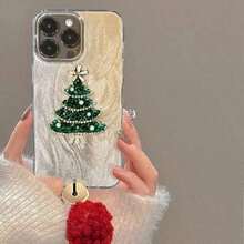 Funda navideña para phone 17 Pro Max con estampado de árbol impreso. Fabricada en gasa. Compatible con phone 16, 15, 14, 13, 12, 11 Pro y XS. XR - Plateado - Ver 5
