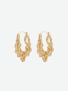 Opalesca 夏季金属缠绕结不对称环形耳环，适合具有独特设计感的女性 - 金色 - 查看 2