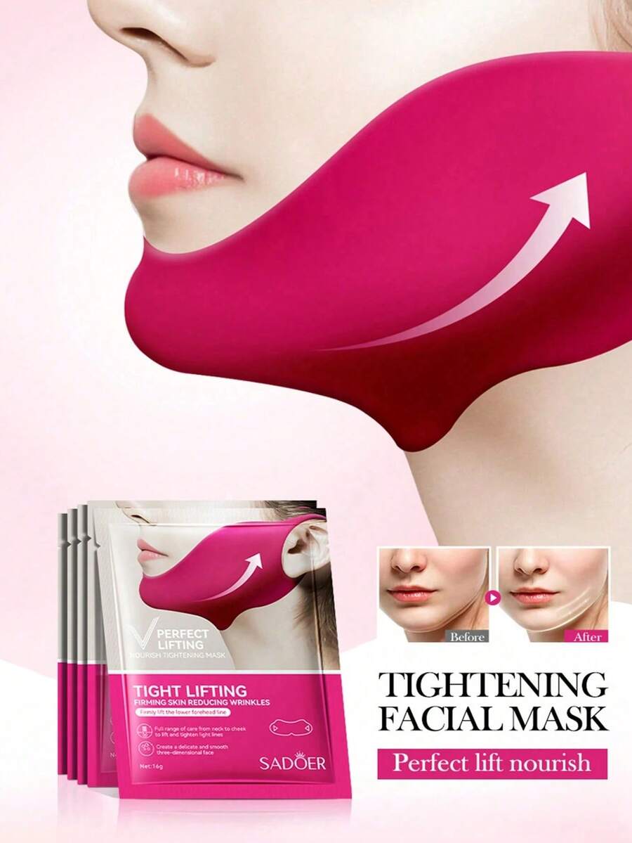 1/2/3/5/6/8/10/15/20pcs V-Shaped Pulling Gel Facial Mask, Chin Lifting Tape, Skin Firming Hydrogel Ear Hanging Facial Mask Double V Ear Hook V Face Facial Mask V Line Lifting Mask - Multicolor - View 1