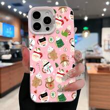 Funda festiva para móvil, diseñada con alegres personajes navideños y bastones de caramelo, compatible con los modelos  17,  16,  16 ProMax,  15,  15 ProMax,  14,  13,  12 y  11 Pro. Fabricada en TPU, ofrece protección a prueba de golpes. Ideal para reuniones familiares, fiestas, celebraciones infantiles, Navidad, cumpleaños y como regalo para amigos y seres queridos. - Plateado - Ver 5