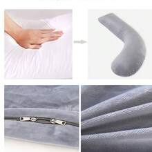 1pc J-Shaped Single Leg Pregnancy Pillow, Soft Lumbar Support Side Sleeper Cushion, Essential For Daily Rest - Super Soft Gray - View 5