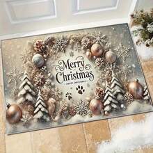 1 szt. Wycieraczka z wzorem płatków śniegu i wiewiórek, supergęsta krótka pluszowa tkanina, 1000 g/m², odpowiednia na wszystkie pory roku, do użytku wewnątrz i na zewnątrz - idealna do przedpokoju, kuchni, balkonu, sypialni, pralni, jako świąteczna dekoracja domu - dywanik nadający się do prania w pralce, przedmiot świąteczny, Boże Narodzenie, idealny na Boże Narodzenie, Święto Dziękczynienia i prezent na parapetówkę!