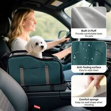 Removable And Washable Car Comfortable Pet Seat For Small Dogs And Cats - Portable Center Console Travel Bed - màu xanh lá - Xem 2