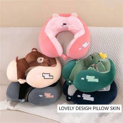 Reposacabezas de coche en forma de U con simpática joroba  Reposacabezas en forma de U, Almohada cervical en forma de U de dibujos animados de espuma con memoria de rebote lento extraíblealmohada reposacabezas para viajes en avión o coche(Entrega aleatoria)