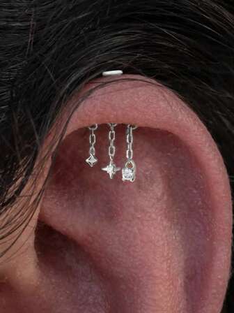 EleRunis 1 件 925 纯银流苏风筝耳钉平背耳钉耳钉女式耳钉日常佩戴婚礼派对订婚周年纪念情人节