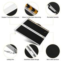 Wheelchair Ramp 2FT/61cm, Folding Portable Aluminum Ramp With Transition Plate & Reflective Warning Stickers, 363kg Loading Capacity Non-Slip For Wheelchair Scooter Walker Of Steps/Stairs/Doorways - Non-Slip 2FT - 查看 4