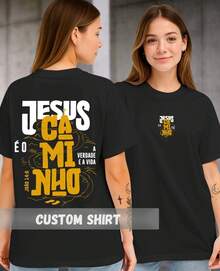 Camiseta Tshirt Streetwear Cristã Jesus É O Caminho A Verdade E A Vida Frase Religiosa Fé - Preto - Visão 2