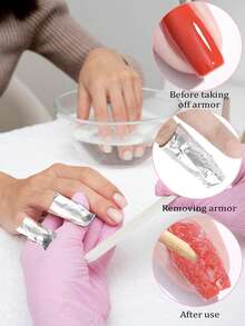 50/100pcs Aluminum Foil Nail Art Remover Pad,Nail Polish Remover With Lint-Free Lager Cotton Pad,Nail Foil Wraps Gel Remover,Soak Off Foils Cotton Pads Gel Polish Remover,Nail Polish Wraps Removal Tool - Multicolor - View 3