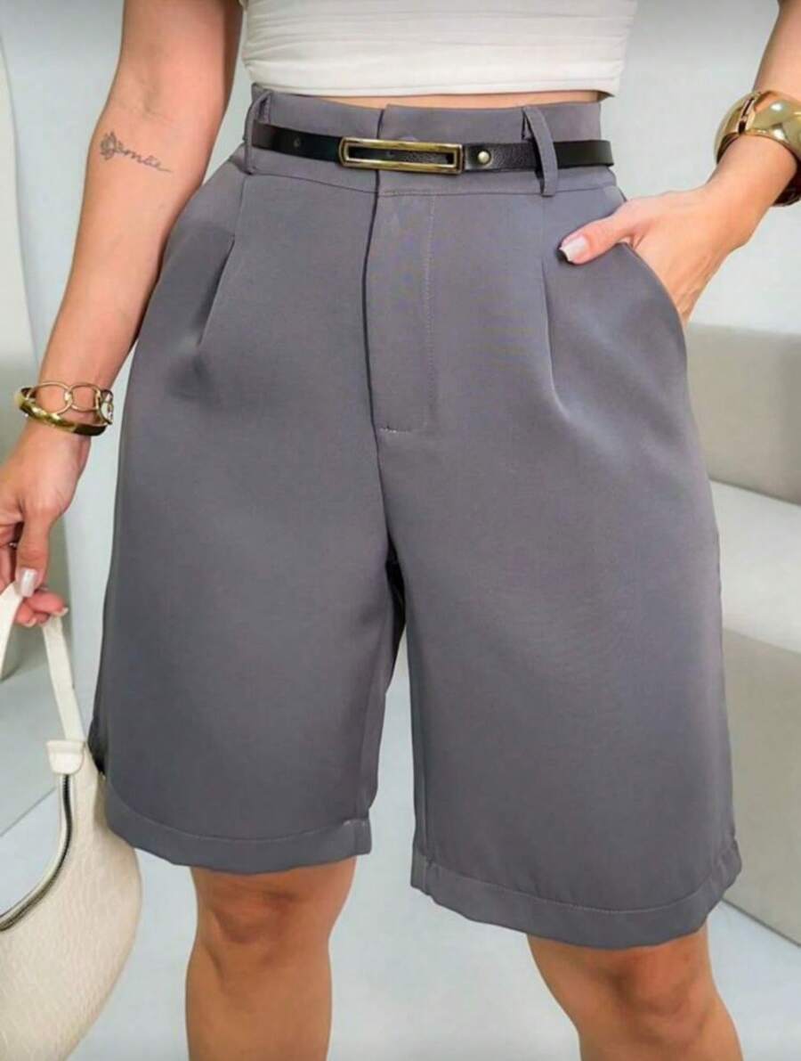 Tailored Bermuda Shorts Without Belt - Foreign Fashion - Gris - Ver 1