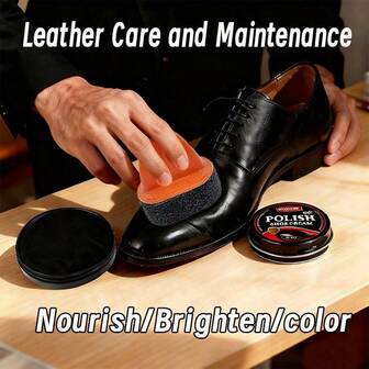 Iron-Box Shoe Polish, Black Leather Care Oil, Shoe Polishing Kit With Black Shoe Wax, Polishing Care Oil, Complete With Handle Polisher. Suitable For The Maintenance Of Leather Footwear, Luggage, Leather Jackets, Leather Sofas And Other Leather Goods.