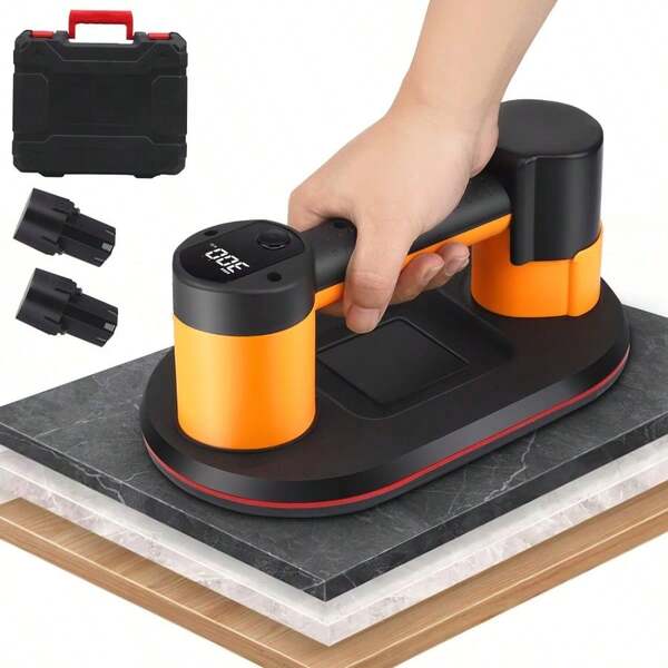 Saughaber, 27 cm, Max. 300 kg, sollevatore per piastrelle pesanti, ventosa per vetro, sollevatore per vetro per piastrelle ruvide, marmo, legno, cartongesso, granito (nero+arancione)