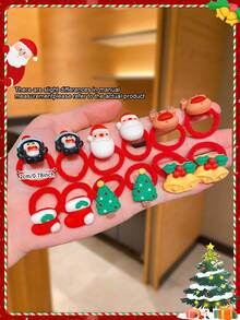 10pcs/Set Cute Christmas Hair Scrunchies, Featuring Santa Claus, Reindeer & Other Christmas Elements, Perfect Christmas & New Year Gift For Girls, Ideal For Holiday Hairstyles