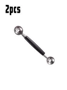 2 Pieces Of Double-Headed Fruit Ice Cream Balls And Spoons, Stainless Steel Fruit Balls, Smooth Round Melon Balls And Melon Spoons, Suitable For Watermelon, Ice Cream, Fruits, Popsicles, Meatballs