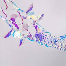 CZ 14ft Slender Iridescent Hanging Decorations Garland Shiny Foil Metallic Banner For Christmas Bridal Shower Wedding Birthday Frozen Theme Party Fairy Princess Rainbow Show Decoration 1439 - 虹彩纖細花環 - 查看 3