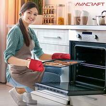 PotholdersAVACRAFT - Juego de soportes para ollas de color rojo flexible 100% algodón con diseño de silicona antideslizante resistente al calor interior de tela de rizo grueso almohadillas calientes guantes de cocina resistentes al calor de 500 F soporte de olla rojoPotholders - rojo - Ver 7