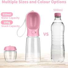 Dog Water Bottle,Portable Pet Water Bottle With Food Container,Outdoor Portable Water Dispenser For Cat, Dog, Pets For Walking,Hiking,Travel,Walk The Dog Essentials, Dog Stuff - 粉色 - 查看 3