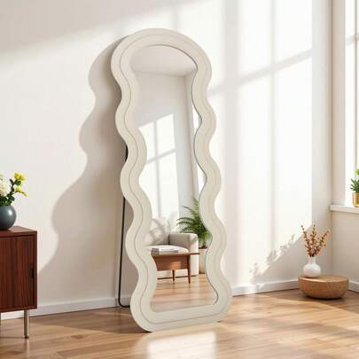 Wavy Full Length Mirror 160x60cm,Floor Free Standing Mirror,Wall Mounted Mirror,Makeup Mirror,HD Shatterproof Nano Glass