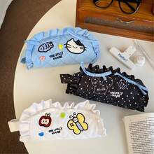 1pc Colored Plaid Large Storage Bag, Pencil Case, Pencil Pouch, School Stationery Storage Bag For Girls, Pencil Case Bag With Zipper, Teen Aesthetic Stationery Storage Bag, Office Supplies Storage Bag, School, Office, Lower School, Upper School College Essentials, School Essentials For Boys And Girls, Travel Holder Box, Stationery Organizer, Pencil Organizer Back To School,Back To School,School Supplies,Pencil Pouch,School Bag