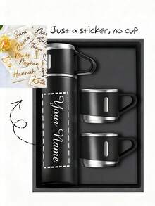 1 zestaw kubków termicznych z niestandardowym projektem, przenośny kubek ręczny z 1 kubkiem i 3 pokrywkami, pudełko prezentowe ze stali nierdzewnej, 500 ml przenośny kubek podróżny ze stali nierdzewnej 304 z 3 pokrywkami, niestandardowy ekskluzywny zestaw pudełek prezentowych, kalendarz świąteczny