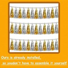 3P Metallic Fringe Tassel Banner Garland Foil Tinsel Streamer Wall Hanging Curtain Backdrop Banner For Parade Floats, Graduation Decorations, Father's Day Party Decoration(Silver)Halloween Christmas New Year - 黃金 銀 - 查看 3