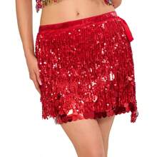 Lenço de Dança do Ventre, Corrente de Cintura com Franjas Bordadas para Mulheres, Acessórios de Fantasia de Dança do Ventre, Lenço de Quadril Boêmio de Festival, Saia de Desempenho Sexy de Várias Camadas