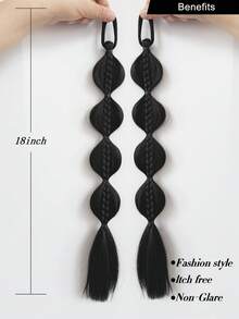 2 件装泡泡马尾辫假发，合成纤维编织接发，带发圈 - 黑色优雅假发，适合女性和女孩，DIY 日常配饰，多种造型选择，时尚发饰，高品质发饰，时尚达人的完美之选 - 彩色 - 查看 6
