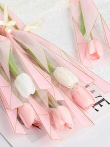 10/25个装钻石色方块单支玫瑰包装袋，适用于情人节花束、婚礼花束、母亲节香皂花单支包装，时尚简约防水加厚单支包装袋，派对小礼品包装袋，花店鲜花包装材料，适合日常使用，情人节、生日、婚礼、求婚、订婚、新娘告别派对等场合，也适合插花用品。 - 彩色 - 查看 4