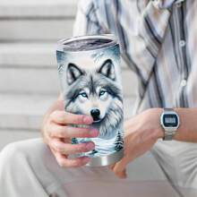 1个，20盎司/591毫升 3D打印雪狼/森林狼/白狼不锈钢真空保温旅行杯，带盖，经久耐用，防漏，完美礼物之选！生日、周年纪念礼物 - 彩色 - 查看 26