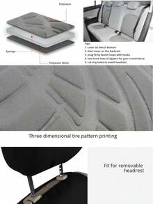 13pcs Universal Car Seat Covers Set (Butterfly Pattern), Fit For SUV, Truck, 7-Seat Vehicles | 9pcs (5-Seat) + 4pcs (2-Seat) Configuration | With Airbag Compatibility, Non-Slip Polyester Fabric - one-size - View 4