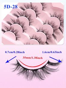 ENCHUW 5对猫眼假睫毛，柔软黑色带子，3D自然假睫毛，蓬松柔软交叉漫画睫毛，纤细自然睫毛嫁接妆容 - 眼尾拉長款 - 查看 2