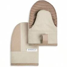 PotholdersKitchenAid - Juego de Manoplas Antideslizantes de Dos Tonos para Horno licuado/Beige 5.5 x 8 Pulgadas 2 PiezasPotholders - licuadoBeige - Ver 1