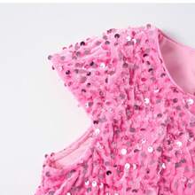 LONTAKIDS Toddler Girls Sequin Dress Sparkly Gown Party Dresses Little Kids A-Line Velvet Dress - 粉色 - 查看 4