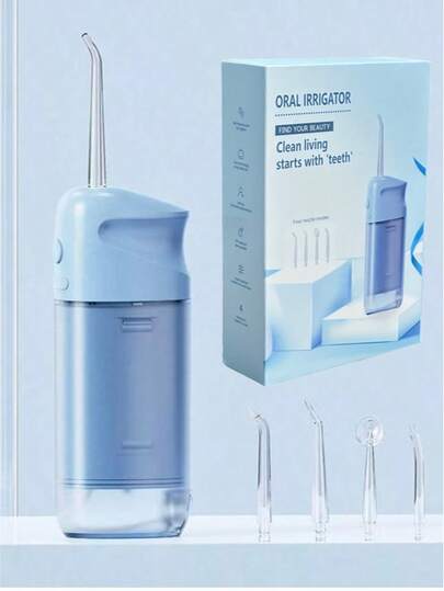 Hydropulseur électrique, irrigateur oral portable sans fil, avec 3 modes et 4 buses, réservoir rétractable, fil dentaire électrique pour les soins bucco-dentaires à domicile, parfait pour les voyages d'affaires, les festivals, options de cadeau