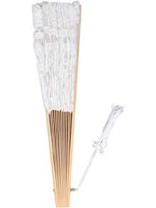 Abanico Plegable de Encaje con Huesos de bambú, Estilo Vintage, Portátil y Liviano, para Decoración de Ropa de Alto Rendimiento - Blanco - Ver 4