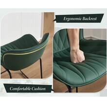 Chairus 2PCS Bar Stools PU Leather Metal Legs Orange (Bar/Kitchen) - Green - View 5