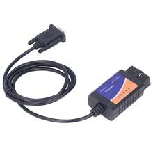 Herramienta de diagnóstico ELM327 con puerto COM DB9 hembra 25K80, luz indicadora LED para DOS y Windows con CD - Negro - Ver 4