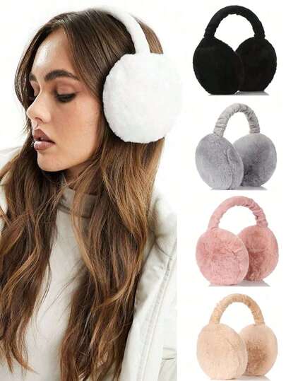 2pcs Soft Plush Foldable Earmuffs - Unisex Comfortable Earmuffs, Women Solid Color Foldable Fashionable Earmuffs, Cute Korean Plush Ear Warmers, Adjustable Ear Covers, Foldable Earmuffs, Comfortable Cold-Proof Earmuffs, Winter Outdoor Winter Accessories, Soft Plush Foldable Earmuffs - Unisex Comfortable Earmuffs.